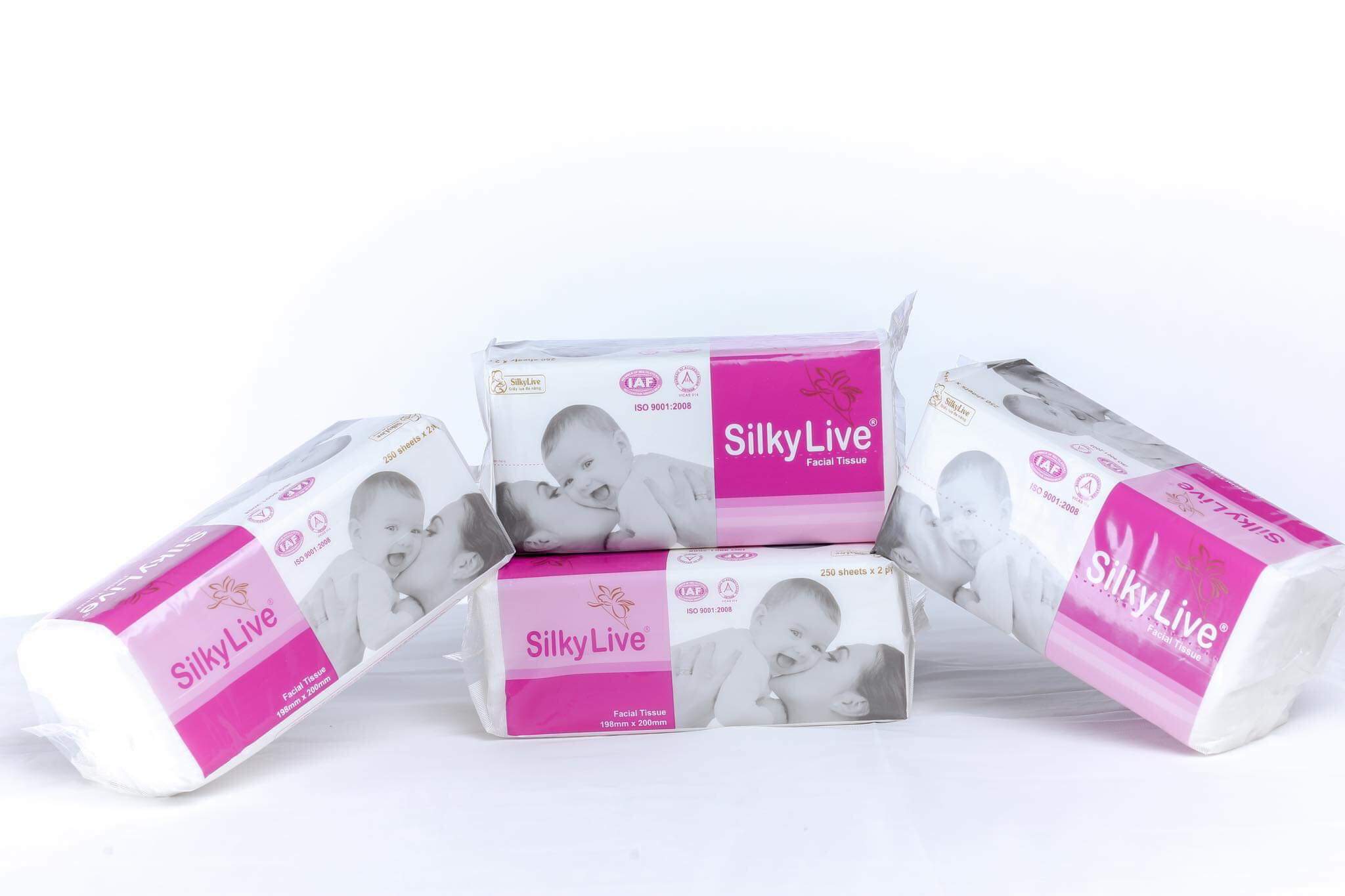 Khăn giấy rút lụa Silky Live - túi 250 tờ