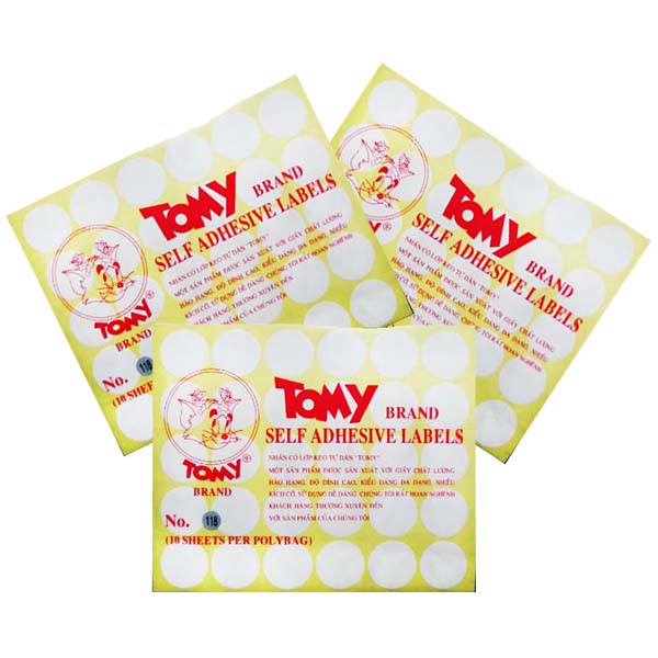 Giấy Tomy A5 No 118 xấp 10 tờ, 30 tem tròn Ø 30mm