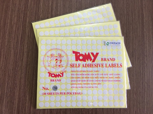 Giấy Tomy A5 No 114 xấp 10 tờ, 195 tem tròn Ø 11 mm