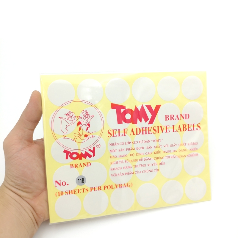 Giấy Tomy A5 No 118 xấp 10 tờ, 30 tem tròn Ø 30mm