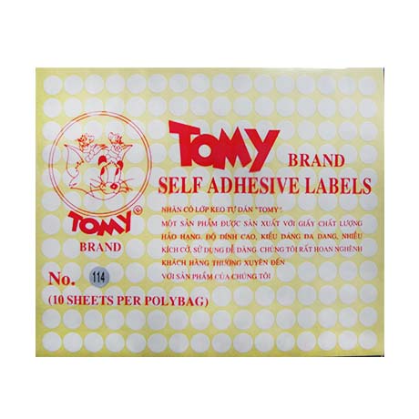 Giấy Tomy A5 No 114 xấp 10 tờ, 195 tem tròn Ø 11 mm