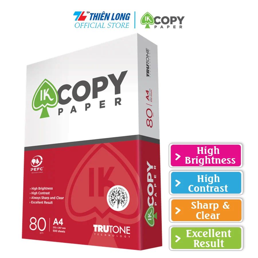 Giấy A4 IK Copy Paper đỏ TRUETONE ĐL80