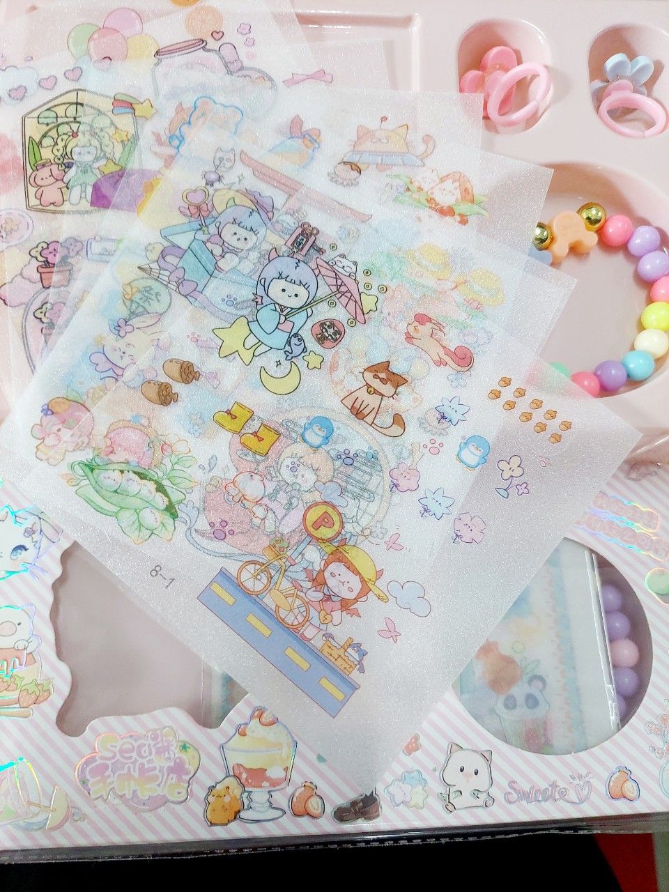 Sticker hộp HZC 8 tấm kèm vòng nhẫn