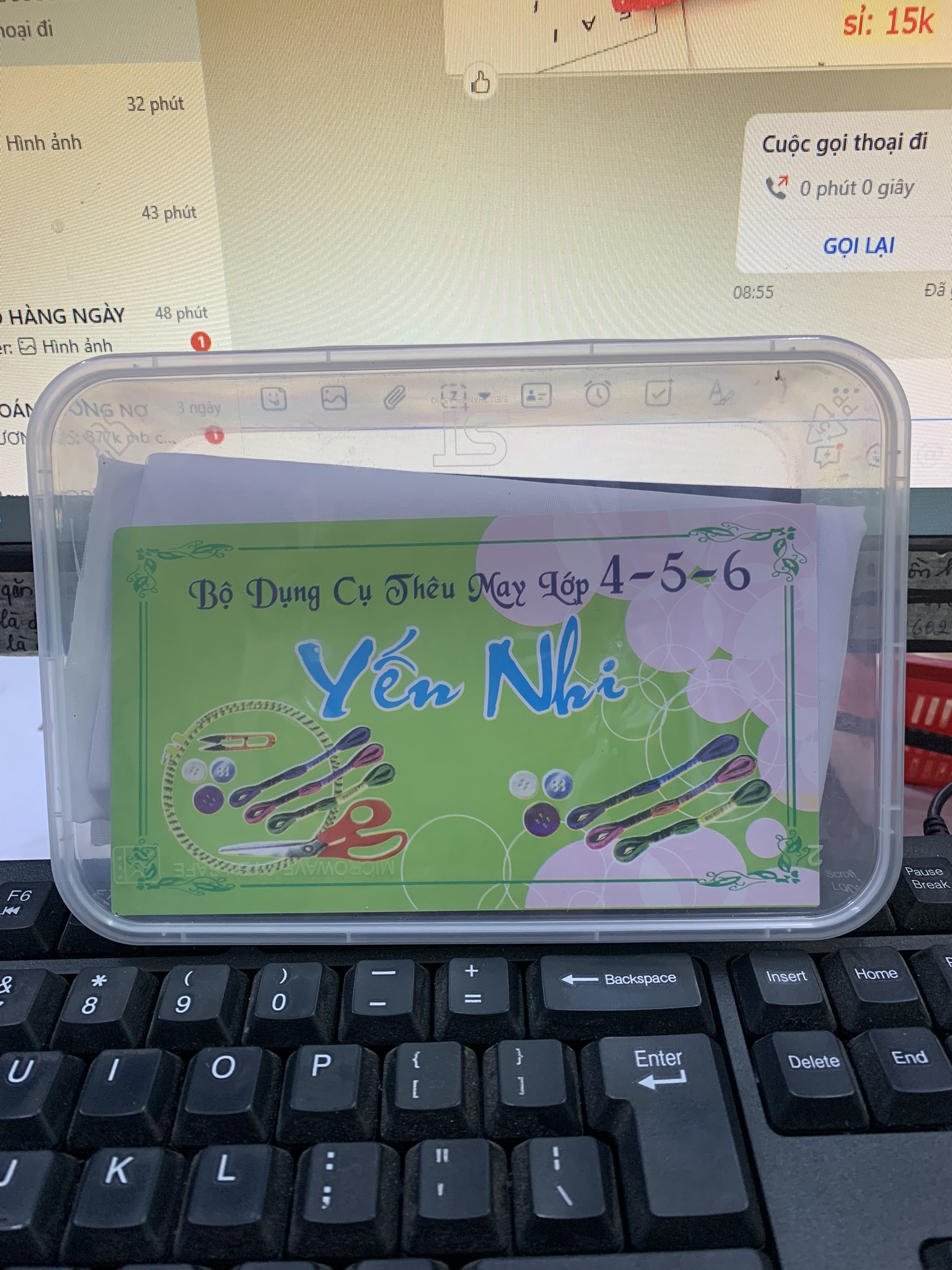 Hộp may thêu Yến Nhi (nhỏ) - Lớp 4,5,6