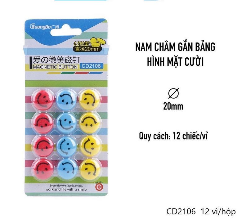 Nam châm mặt cười 20mm GB ( Vỉ 12 cái)