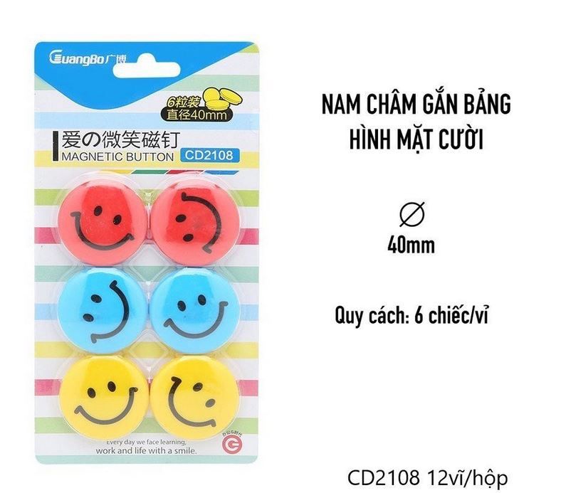 Nam châm mặt cười 40mm GB ( Vỉ 6 cái)