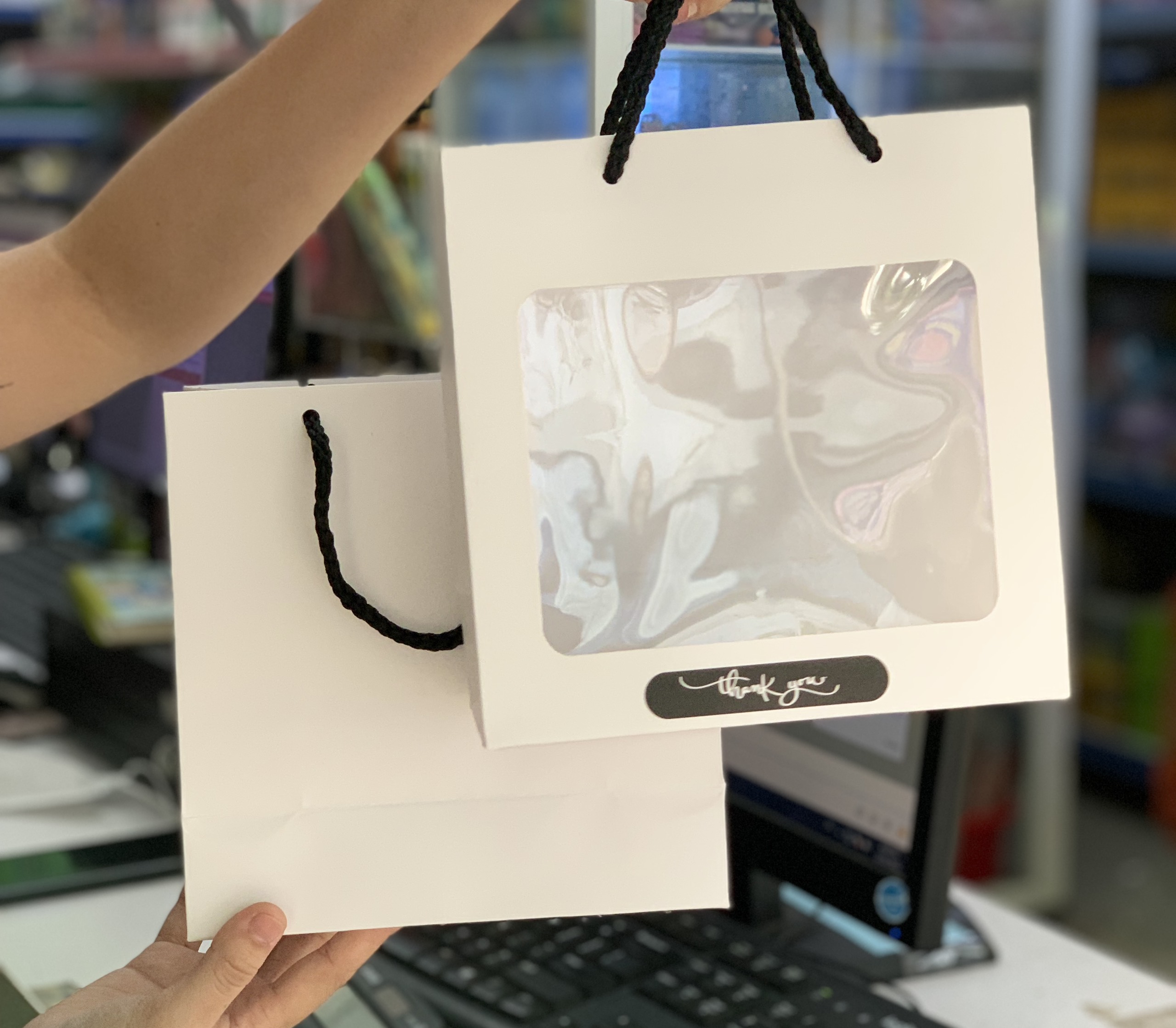 Túi xách giấy mặt gương/ ko gương quai vải 18x18x8