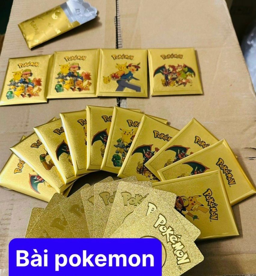 Thẻ bài POKEMON vàng/bạc/đen (xấp 10 thẻ)