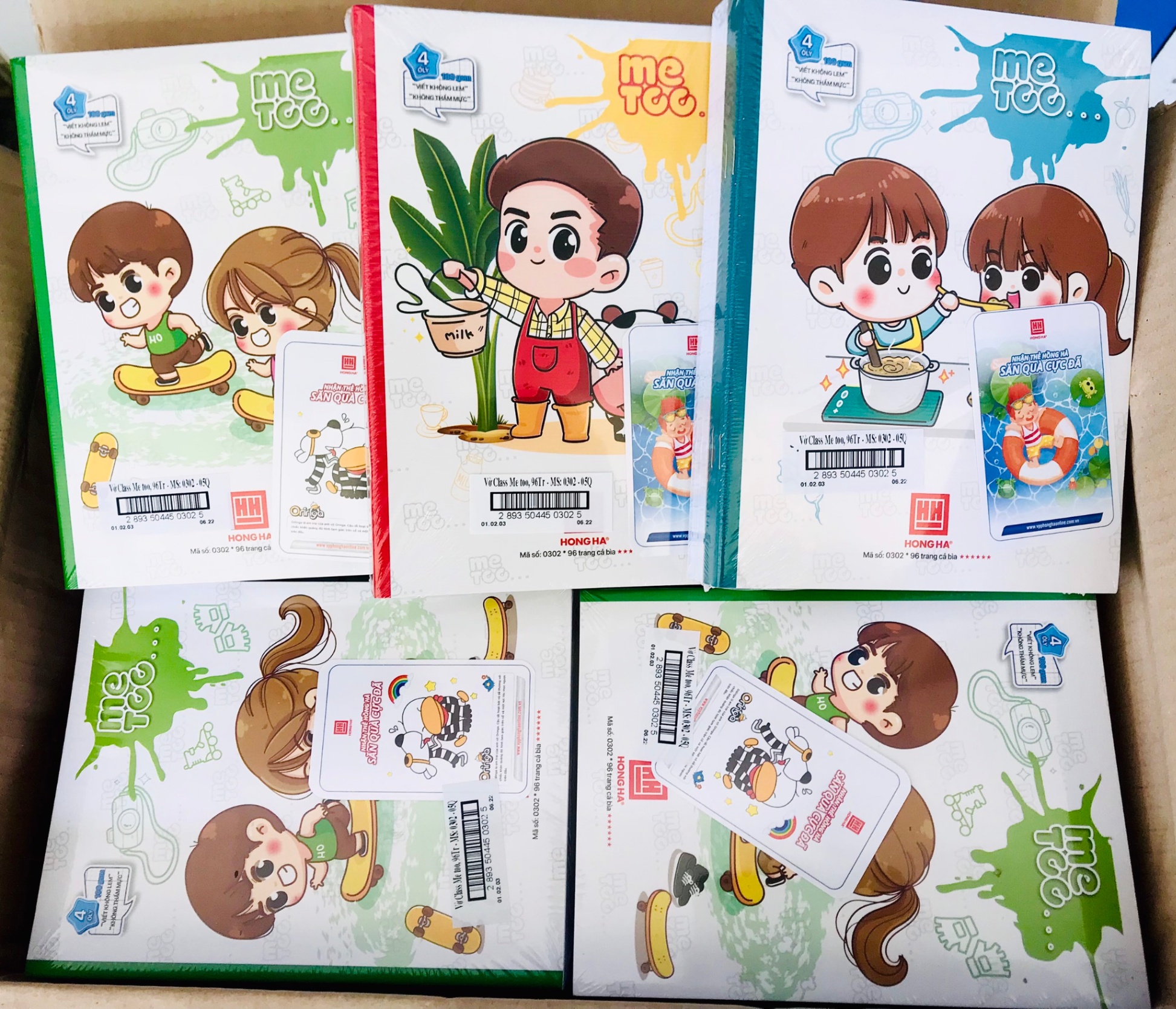 Vở Hồng Hà Me Too MS0302 ĐL100 4 ô ly (Ram 5, Thùng 120)(HĐ 8%)
