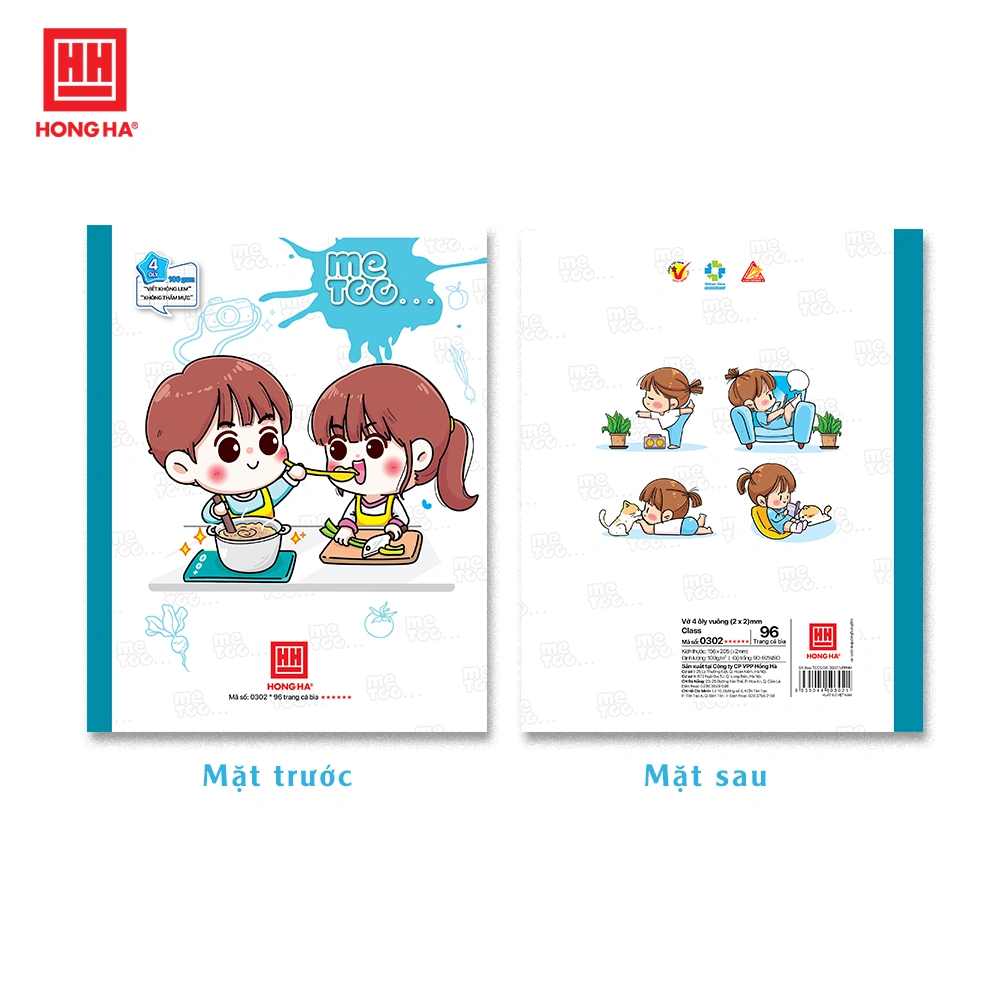 Vở Hồng Hà Me Too MS0302 ĐL100 4 ô ly (ram 5q, thùng 120q)