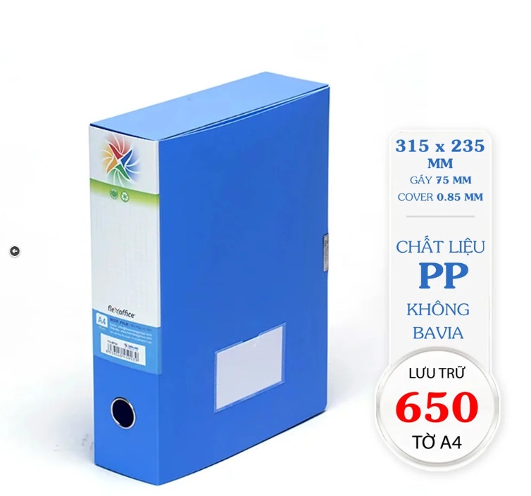 Hộp đựng hồ sơ PP 75-A4 FO-BF02 xanh