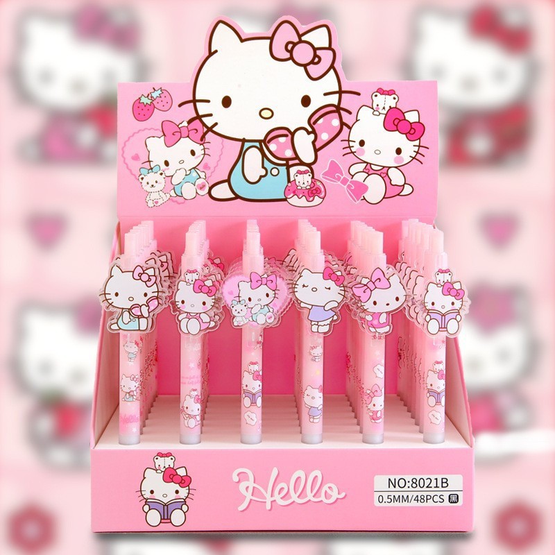 Bút gel bấm Hello Kitty KP-8021 (hộp 48 cây) - đen