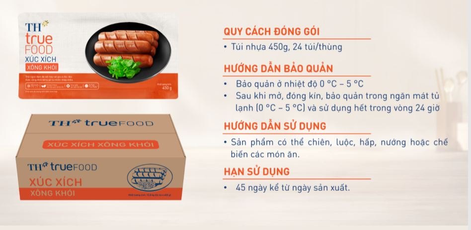 Xúc xích xông khói TH true FOOD 450 g