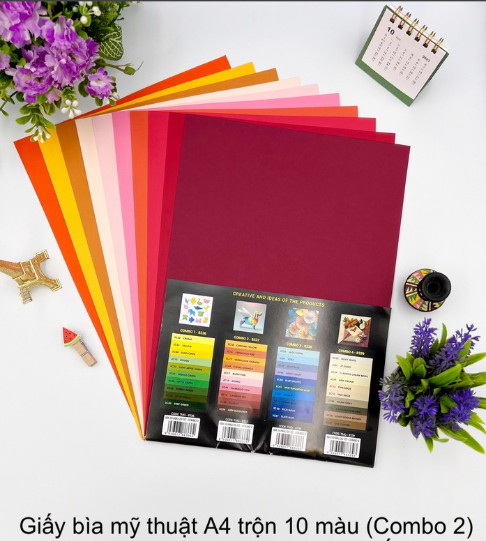 Giấy A4 bìa dày mỹ thuật TMG 8341 (10 màu, 100 tờ) (HĐ 8%)