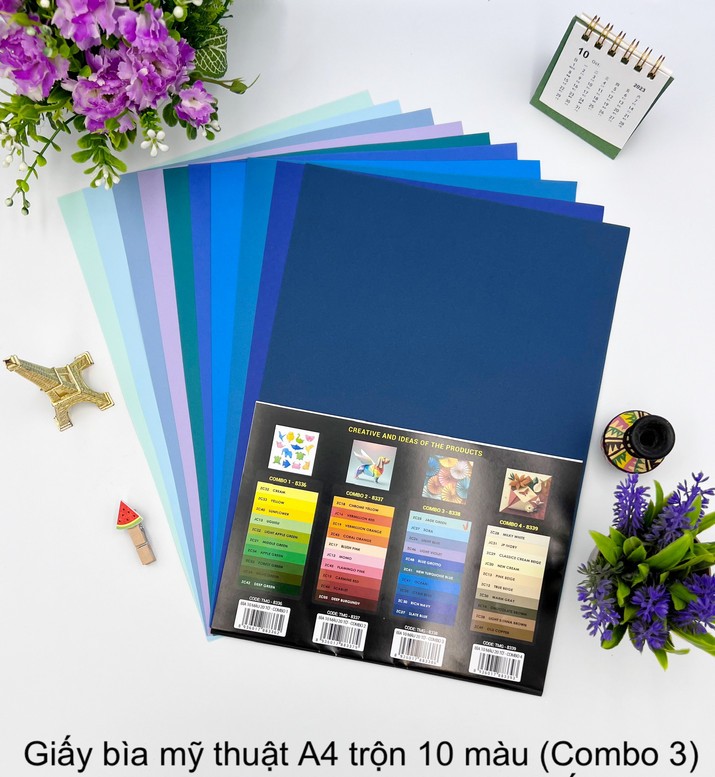 Giấy A4 bìa dày mỹ thuật TMG 8338 (10 màu, 20 tờ) (HĐ 8%)