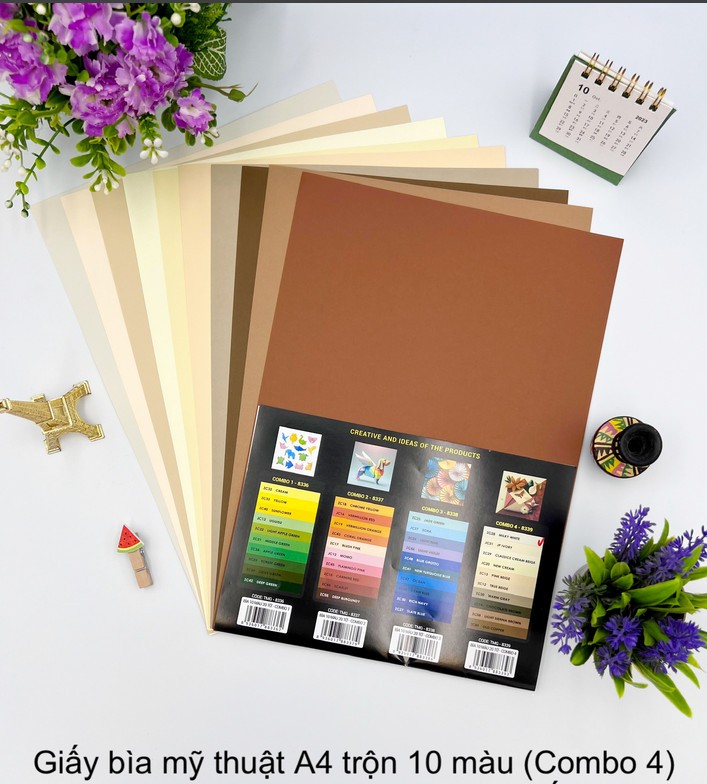 Giấy A4 bìa dày mỹ thuật TMG 8339 (10 màu, 20 tờ) (HĐ 8%)