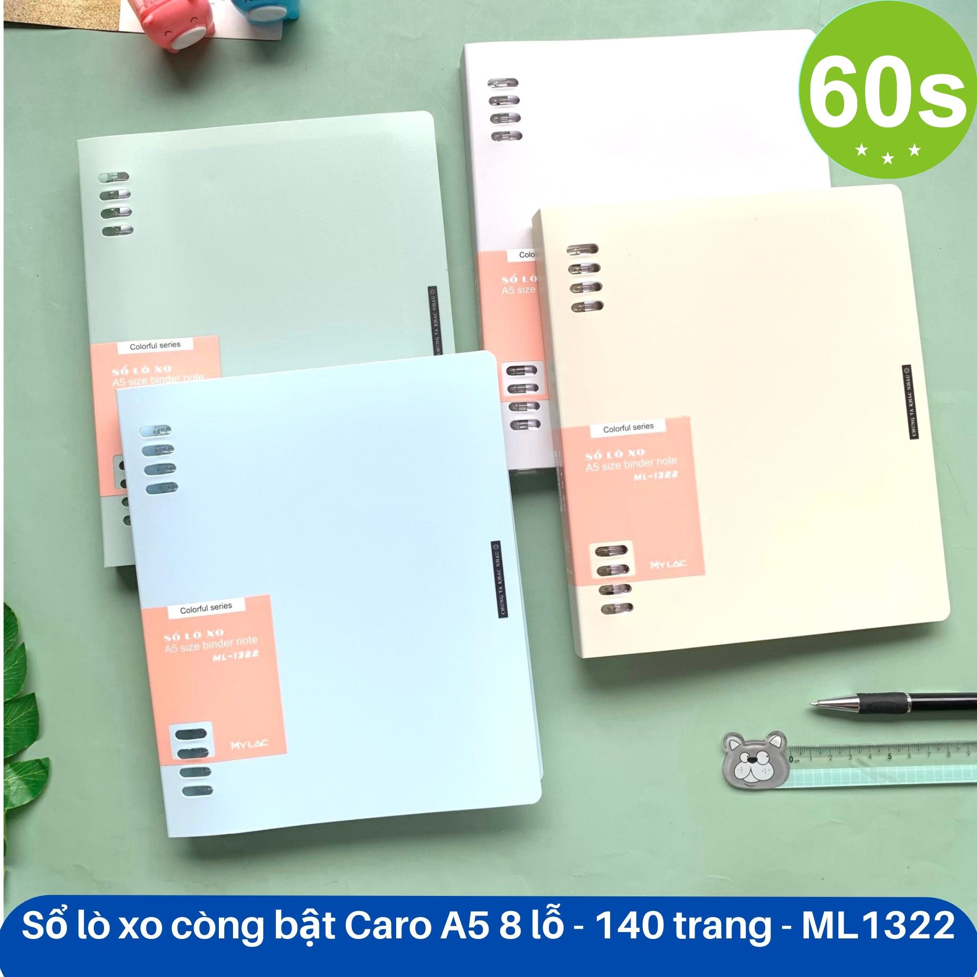 Sổ còng A5 caro Mylac ML1322 140 trang