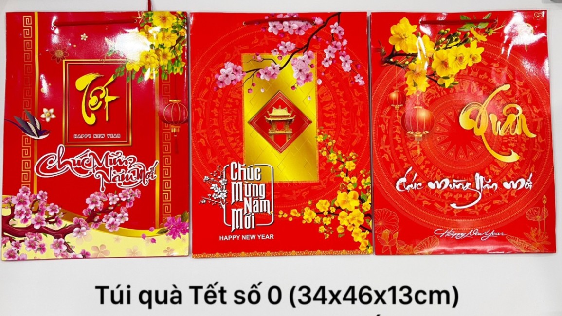 Túi xách giấy thường (34x46x13) - mẫu Tết