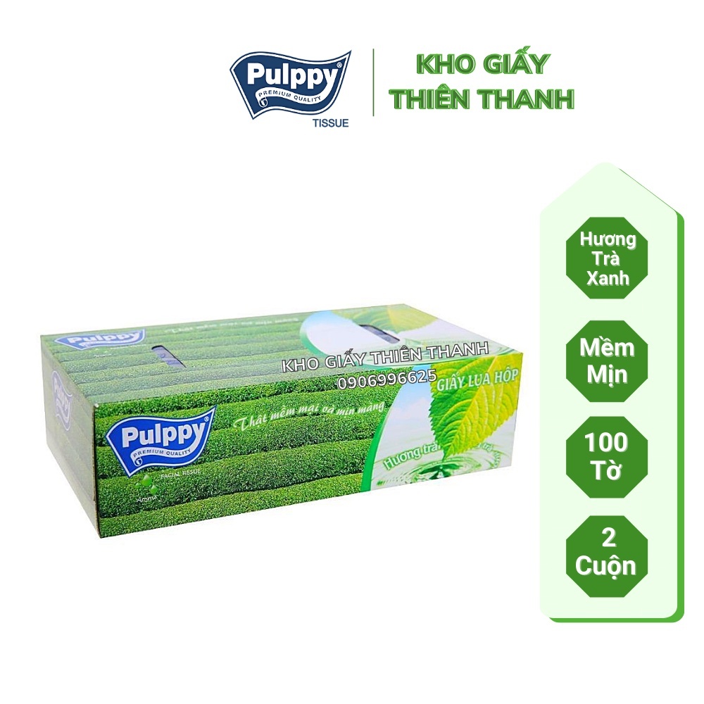 Khăn giấy hộp Pulppy Hương Trà 100 tờ ( Lốc 6)