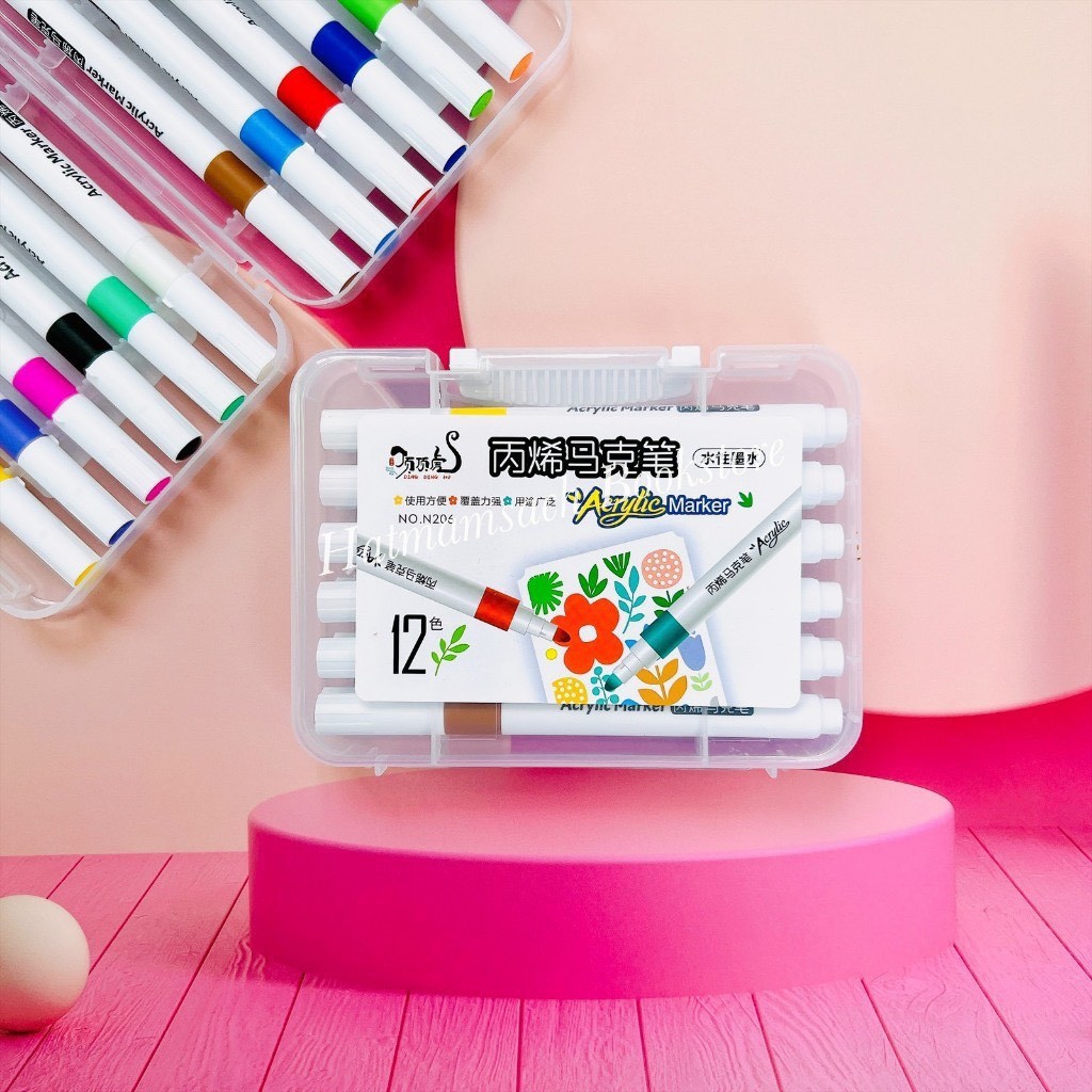Bút lông màu Acrylic Marker No.206A (12 màu) (HĐ 8%)