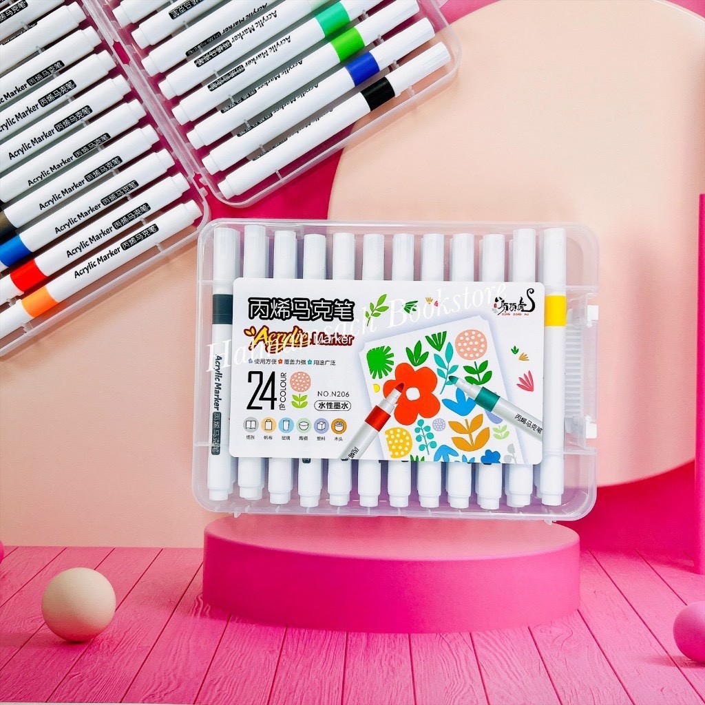 Bút lông màu Acrylic Marker No.206A (24 màu) (VAT 8%)