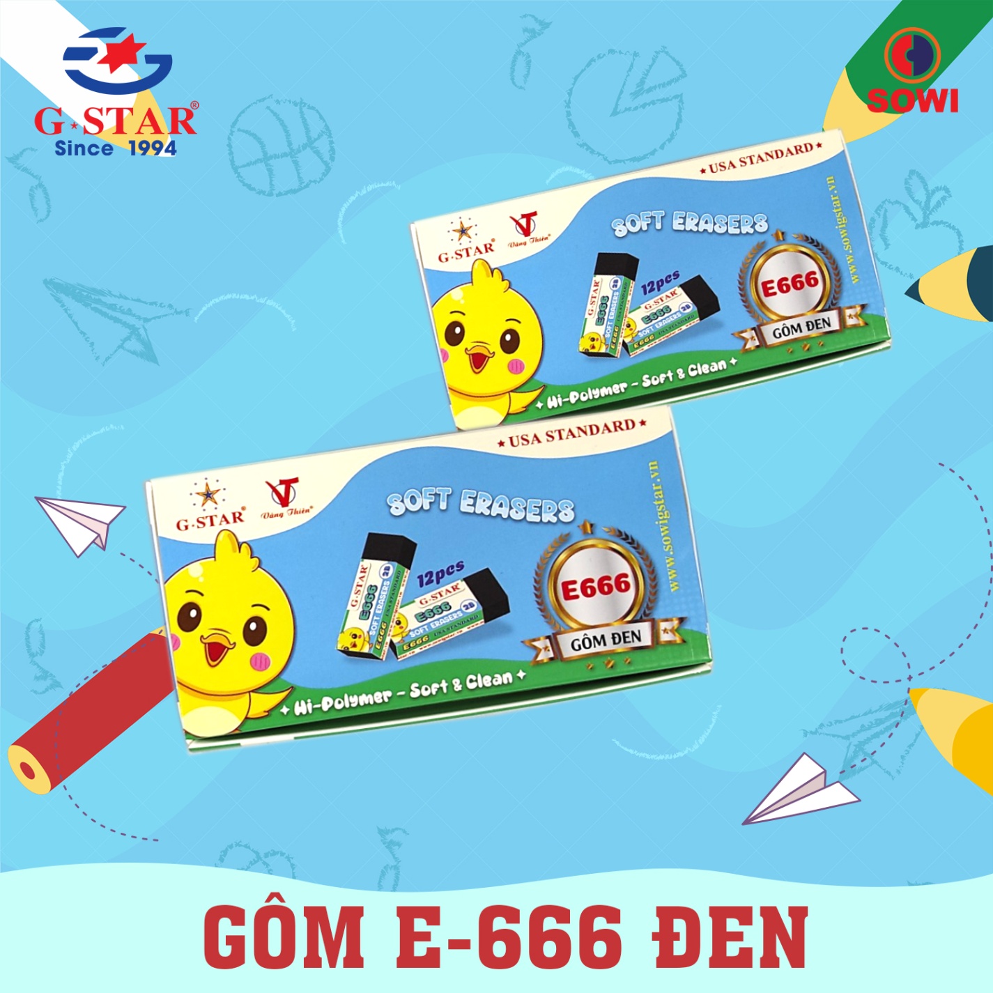 Tẩy G-star đen E666 - hộp 12