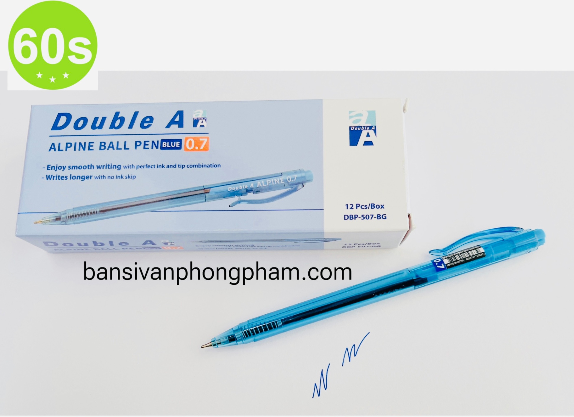 Bút bi Double A Alpine DBP-507-BG (hộp 12)- xanh