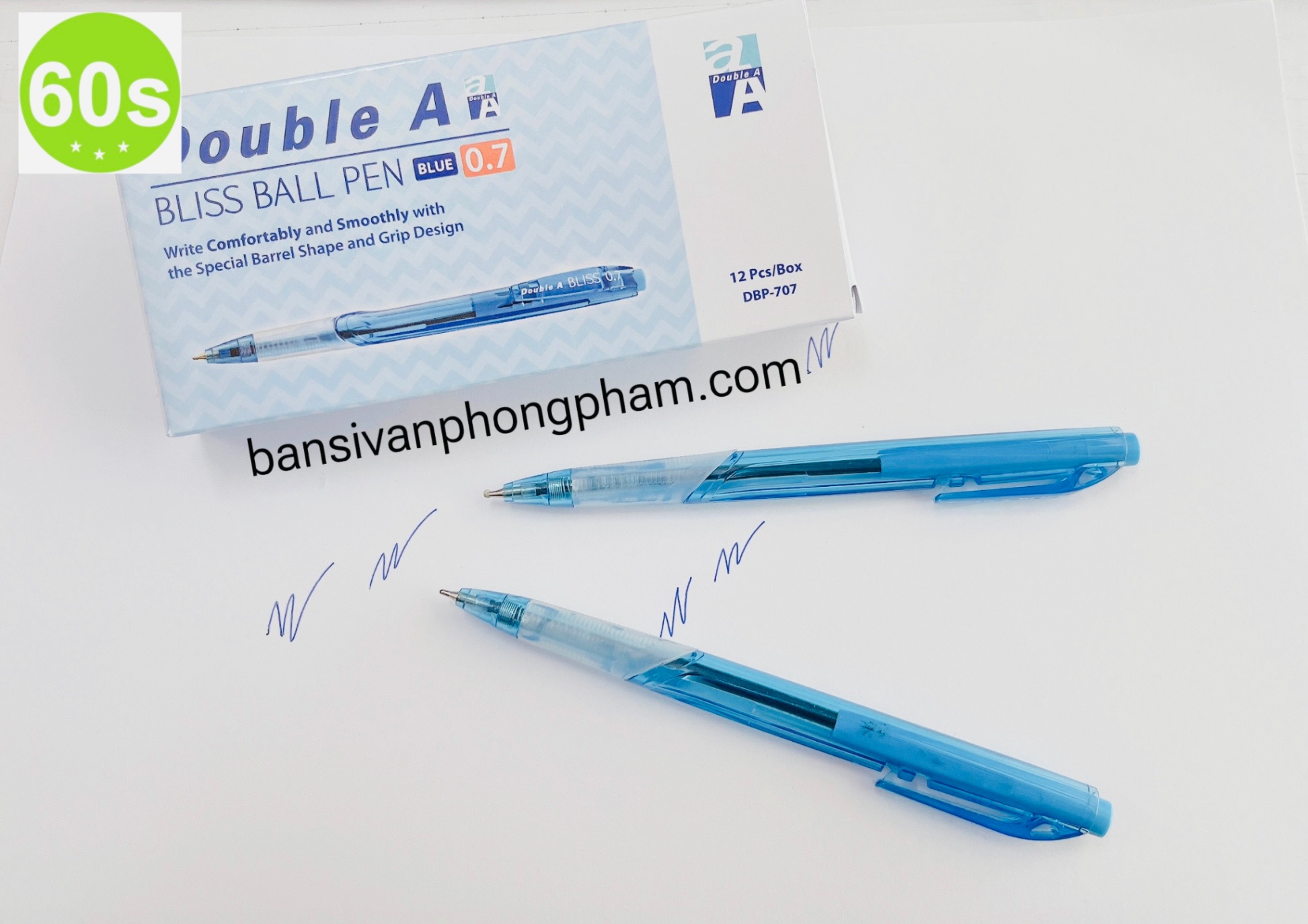 Bút bi Double A Bliss DBP-707-BB (hộp 12) - xanh