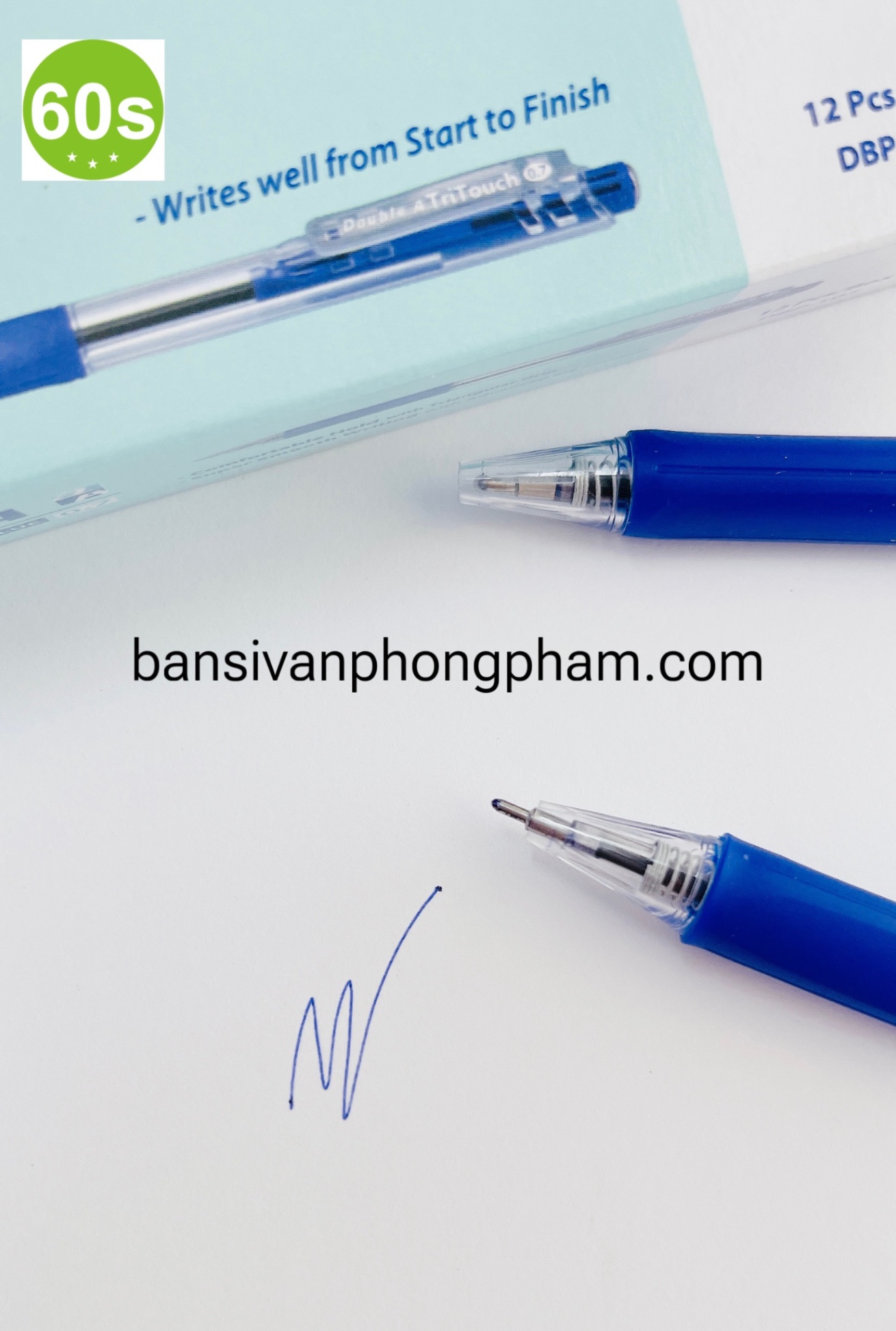 Bút bi Double A Tritouch DBP-107-B (hộp 12)- xanh