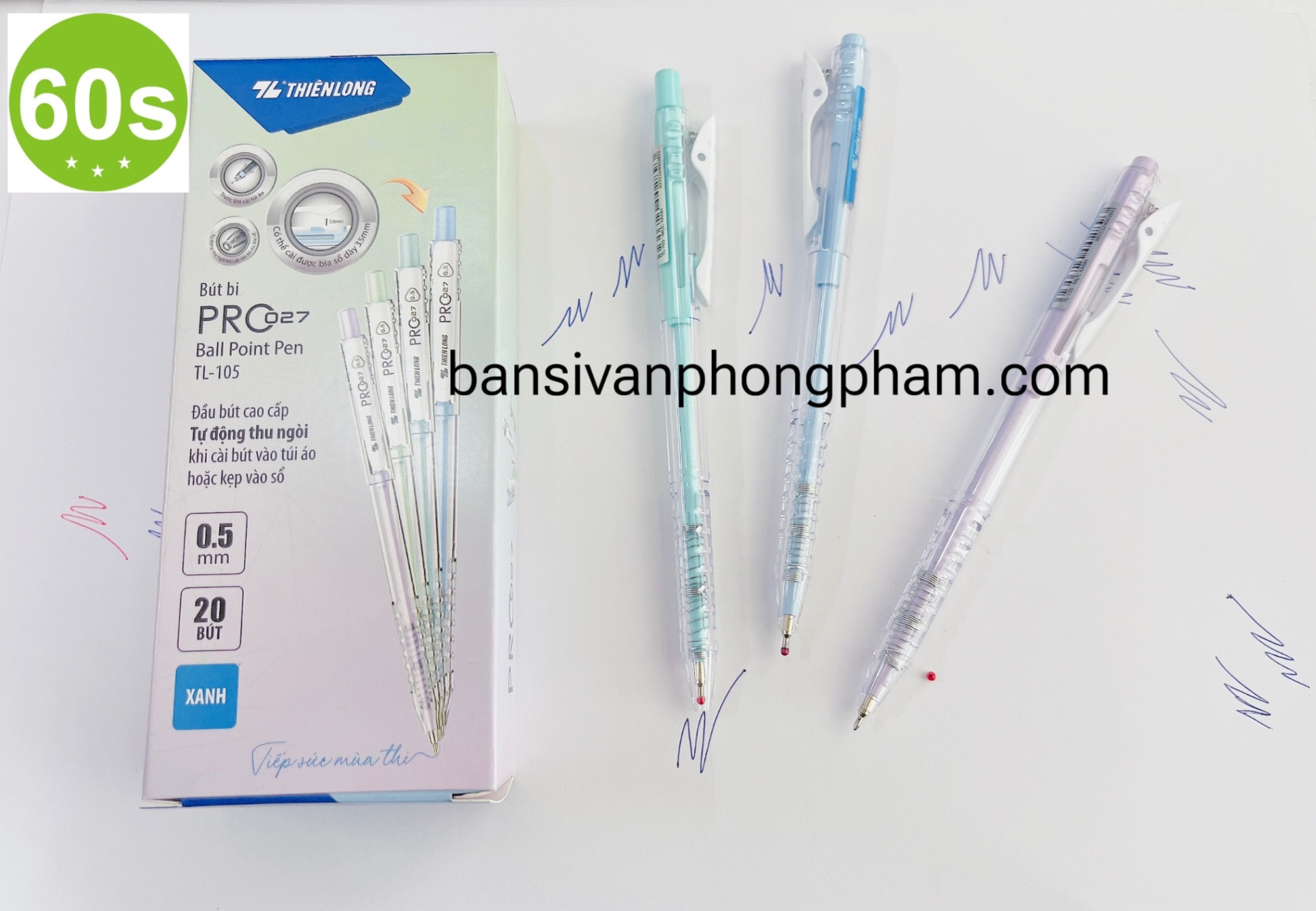 Bút bi TL-105 hộp 20 - xanh (TL-027 Pro)