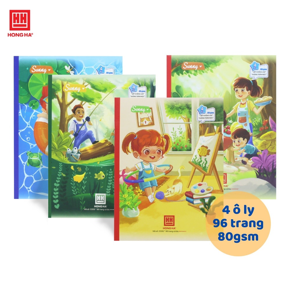 Vở Hồng Hà Vui hè MS0306 ĐL80 4 ô ly ( ram 5q, thùng 160q)