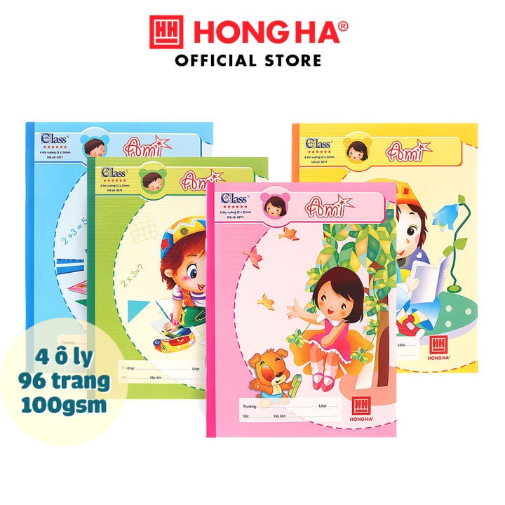 Vở Hồng Hà Ami MS0371 ĐL100 4 ô ly (ram 5q, thùng 120q)