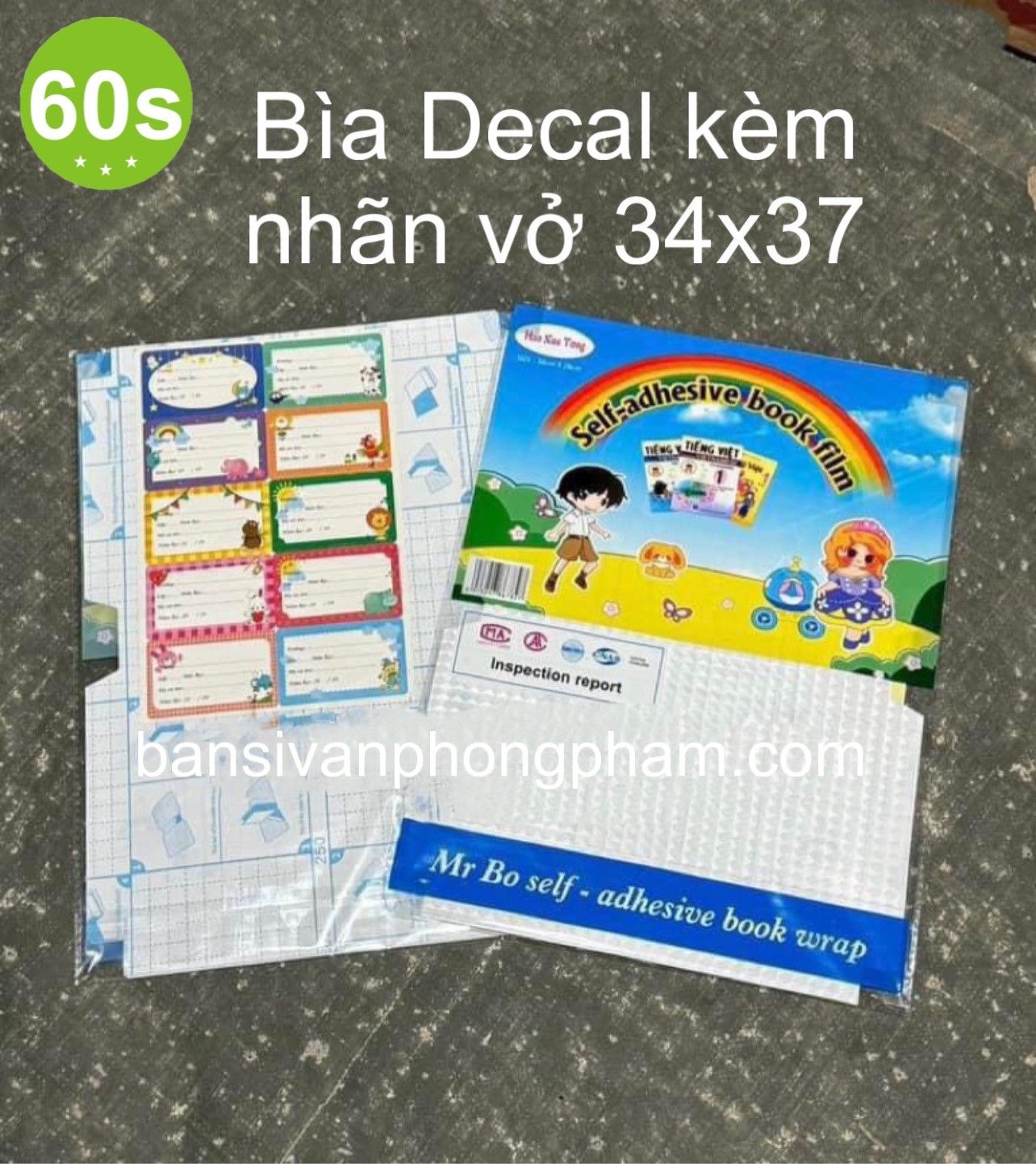 Bìa decal bao sách vở đại 34x47 cm (xấp 10)