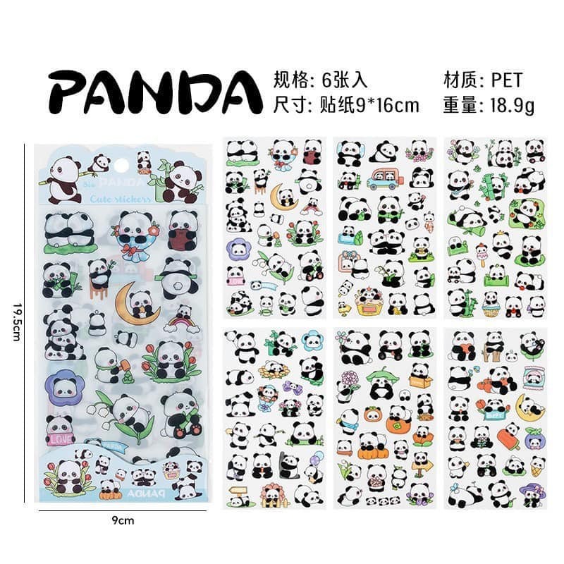 Sticker 6 tấm capy/panda