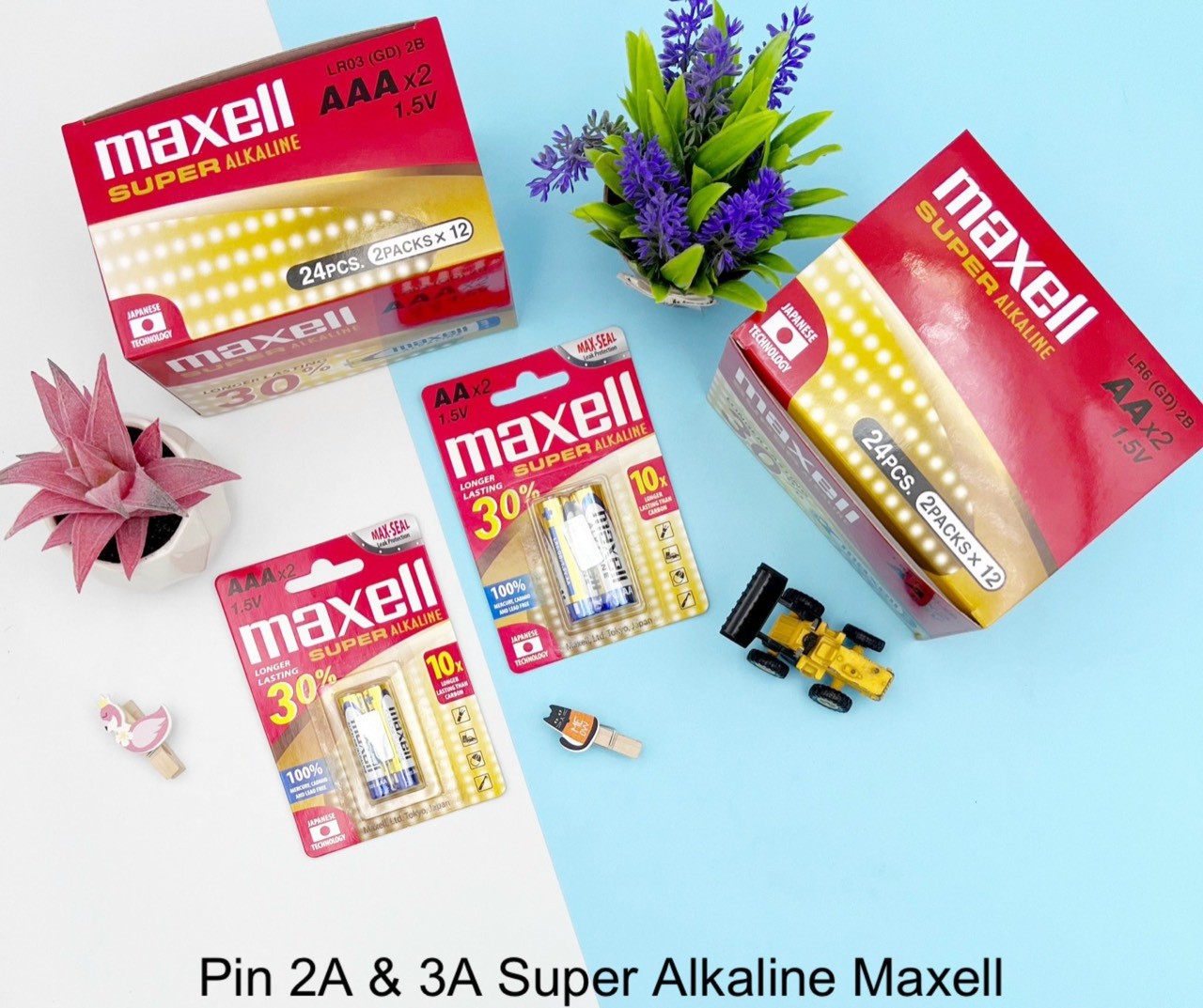 Pin đũa AAA Supper Alkaline Maxell đỏ( hộp 12 vỉ)