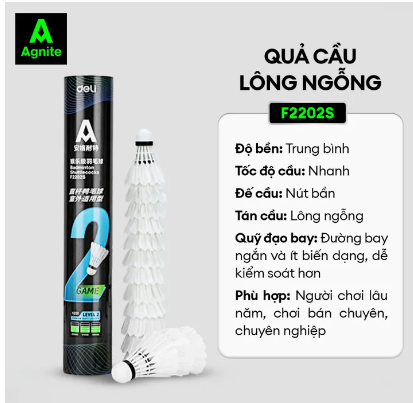 Cầu lông Deli Agnite DF2202S (ống 12 quả)