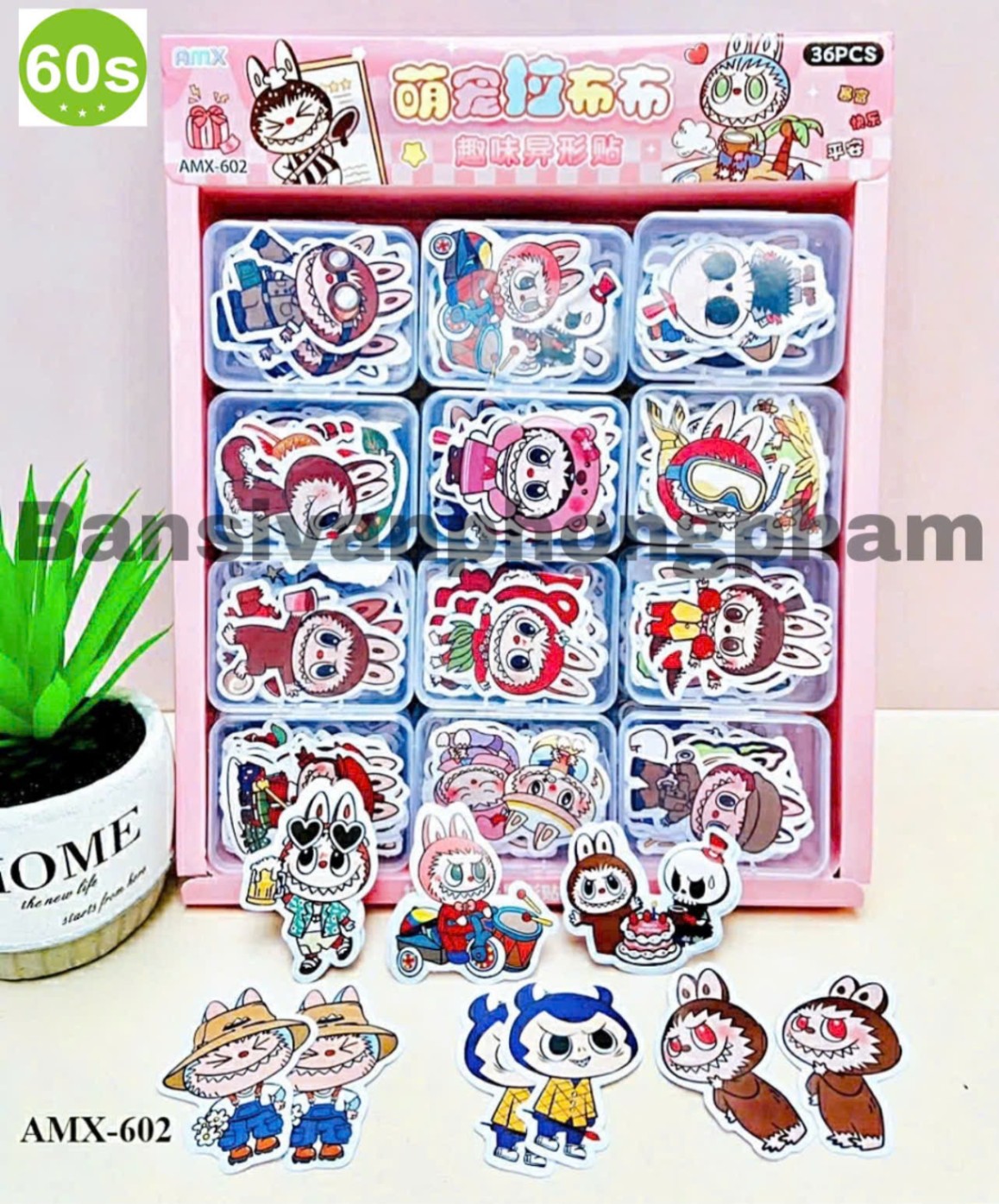 Sticker cắt sẵn Labubu hộp 12 miếng