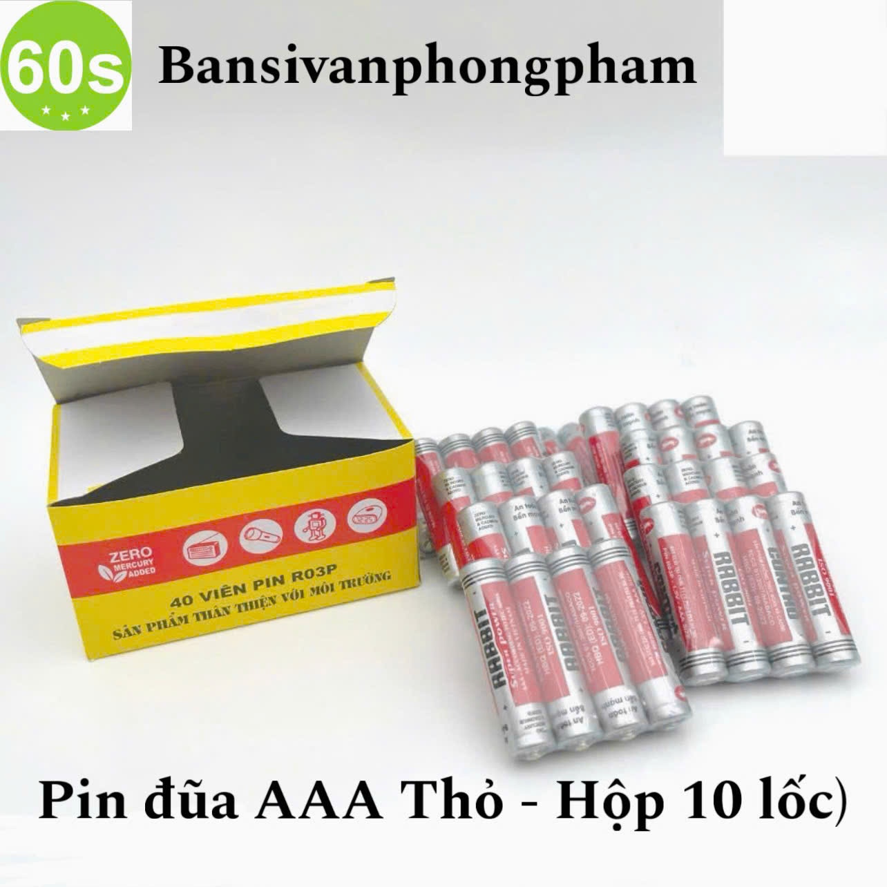 Pin đũa AAA thỏ lốc 4 viên ( Hộp 10 lốc)