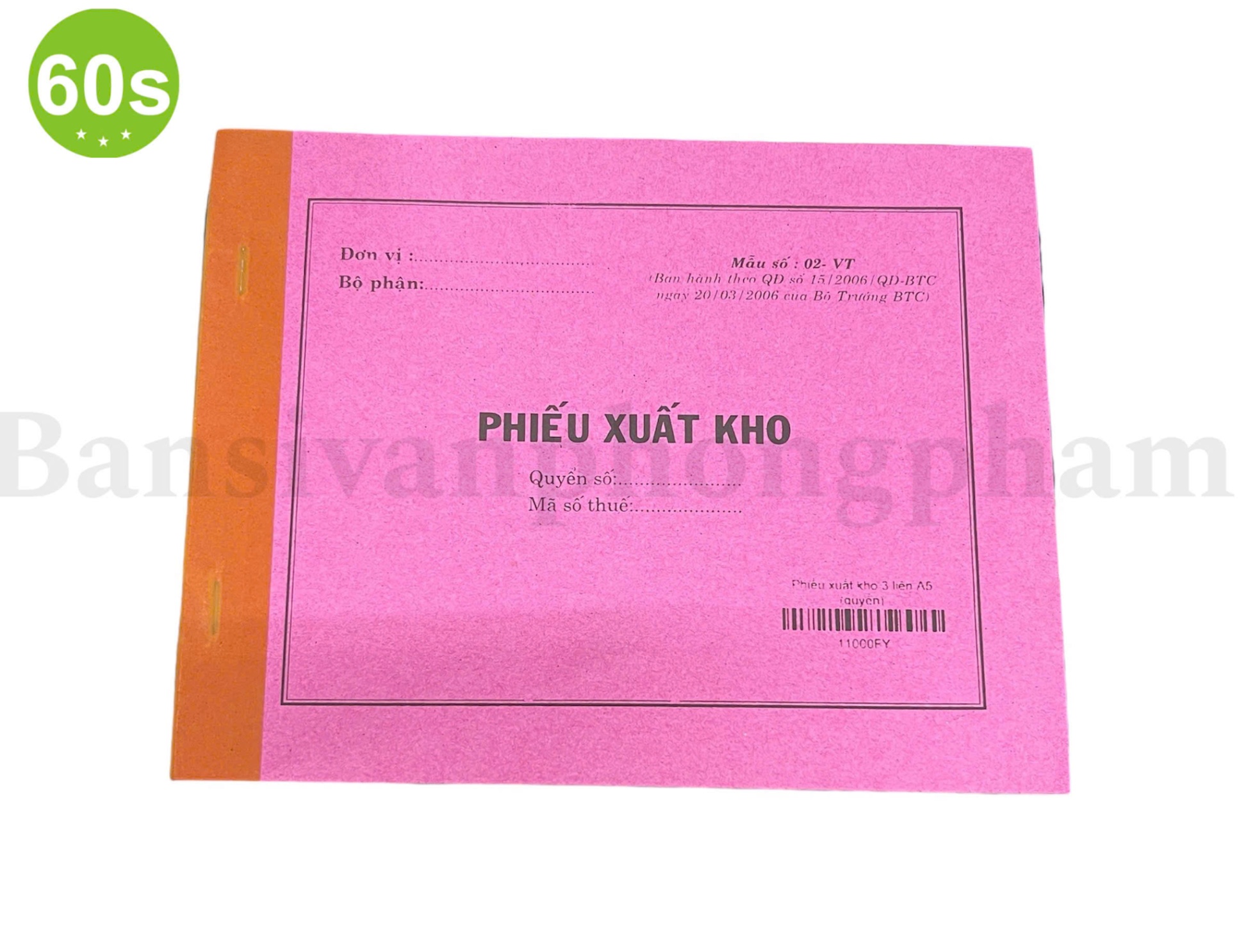 Phiếu xuất kho 3 liên (15x21cm, 30 bộ)