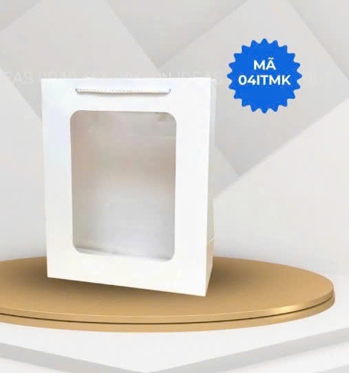 Túi xách giấy ivory OD-04TMK, mặt gương, quai dù/quai nhựa, 27x22x9cm - trắng
