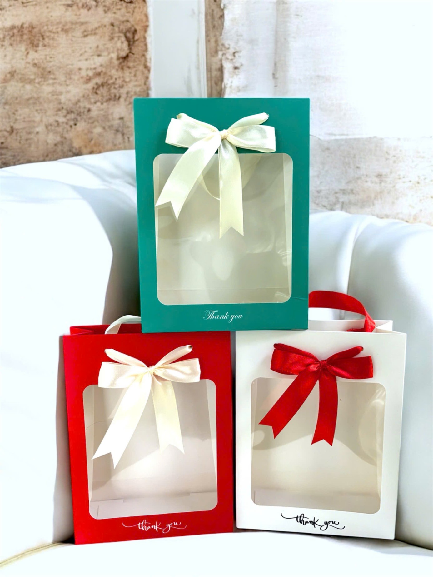 Túi xách giấy mặt gương/ ko gương quai nơ 15x20x6