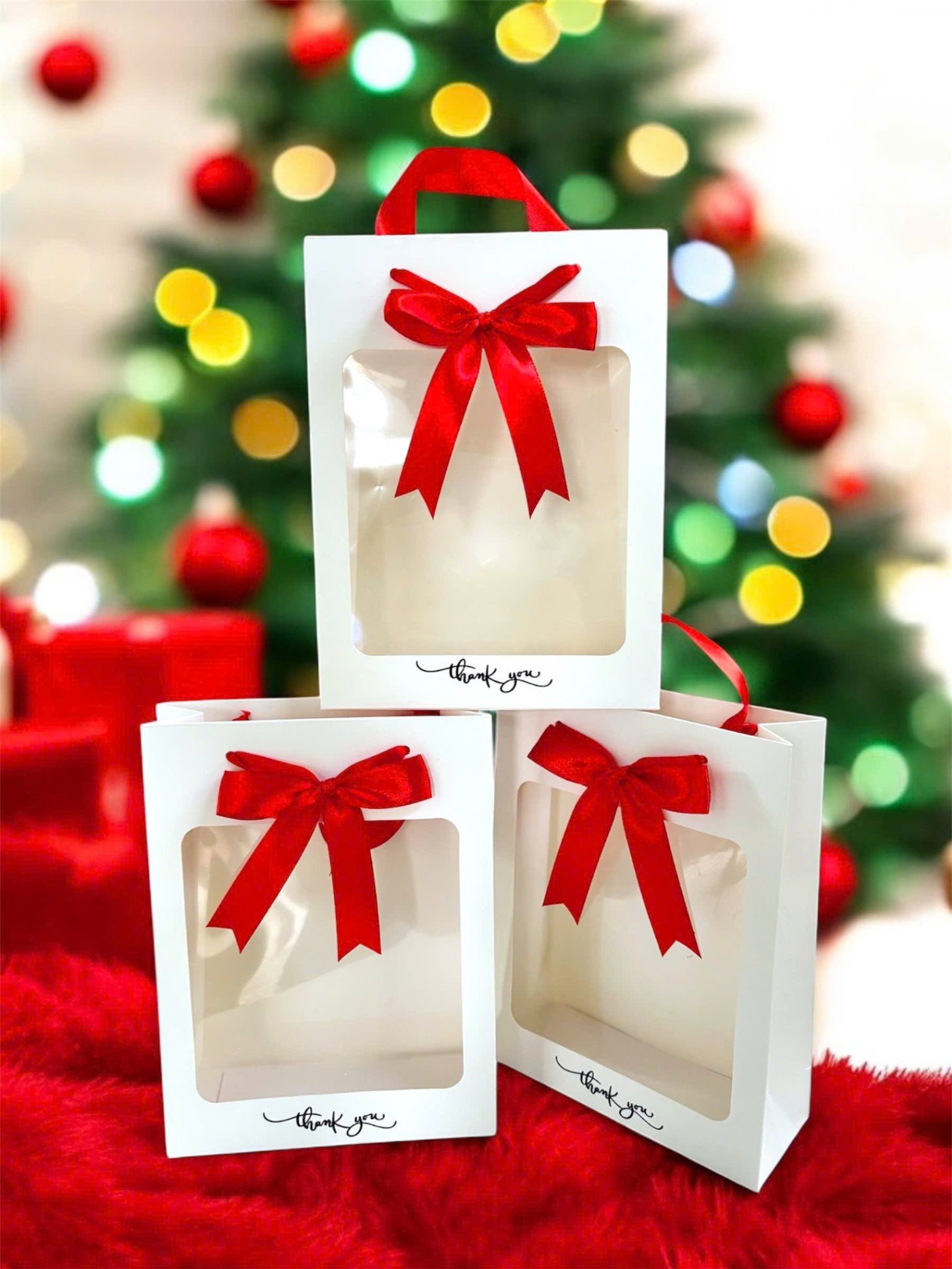 Túi xách giấy mặt gương/ ko gương quai nơ 15x20x6
