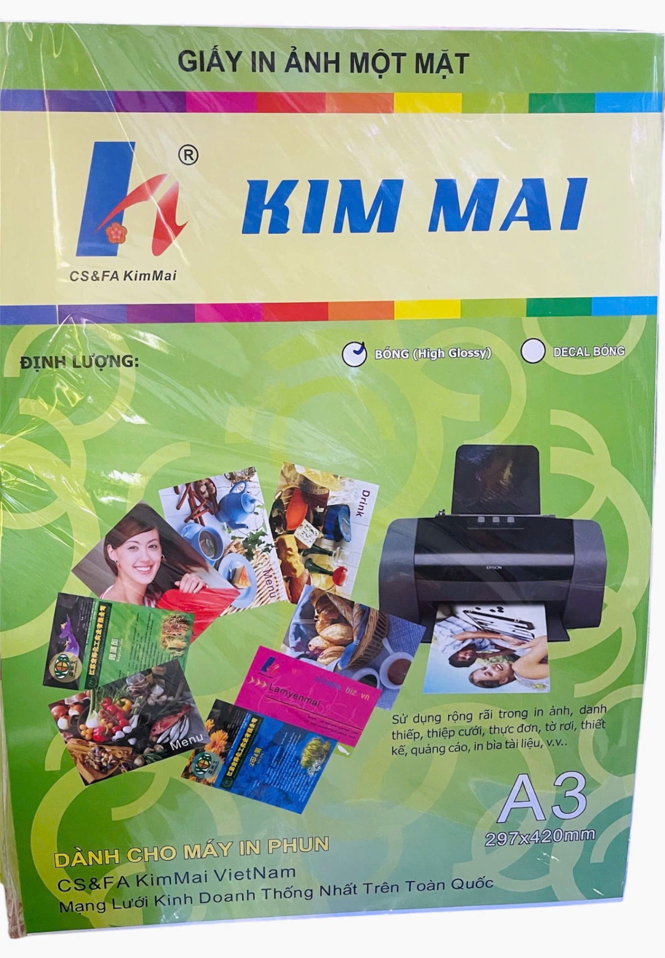 Giấy in ảnh Decal A3 Kim Mai 135g