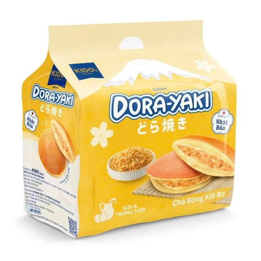 Bánh Dorayaki Kido - Chà bông xốt Bơ  (gói 5 cái)