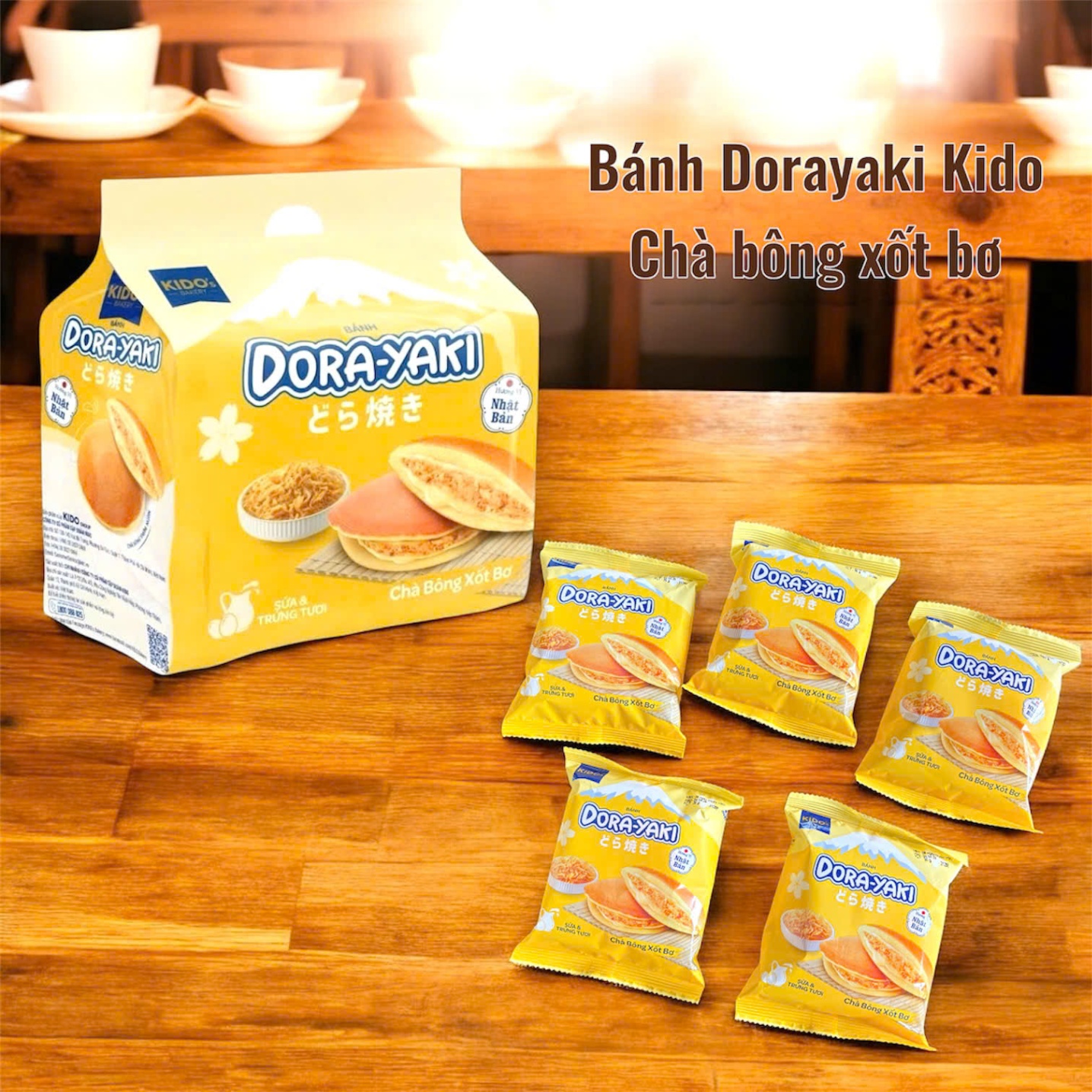 Bánh Dorayaki Kido - Chà bông xốt Bơ  (gói 5 cái)