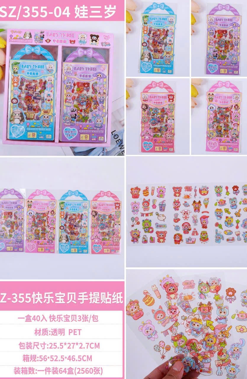 Sticker 3 tấm quai xách Baby Three