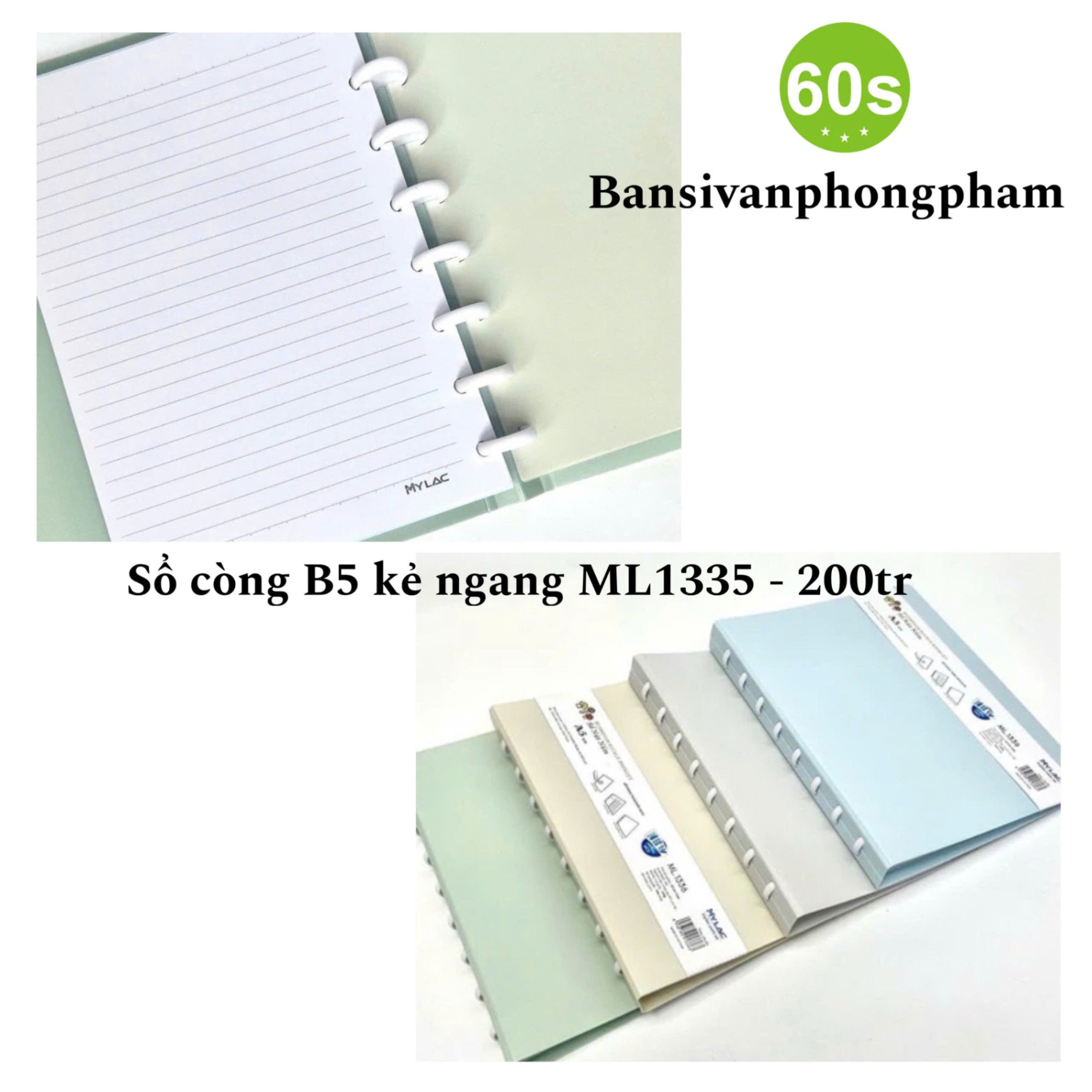 Sổ còng B5 kẻ ngang Mylac ML1335 200 trang