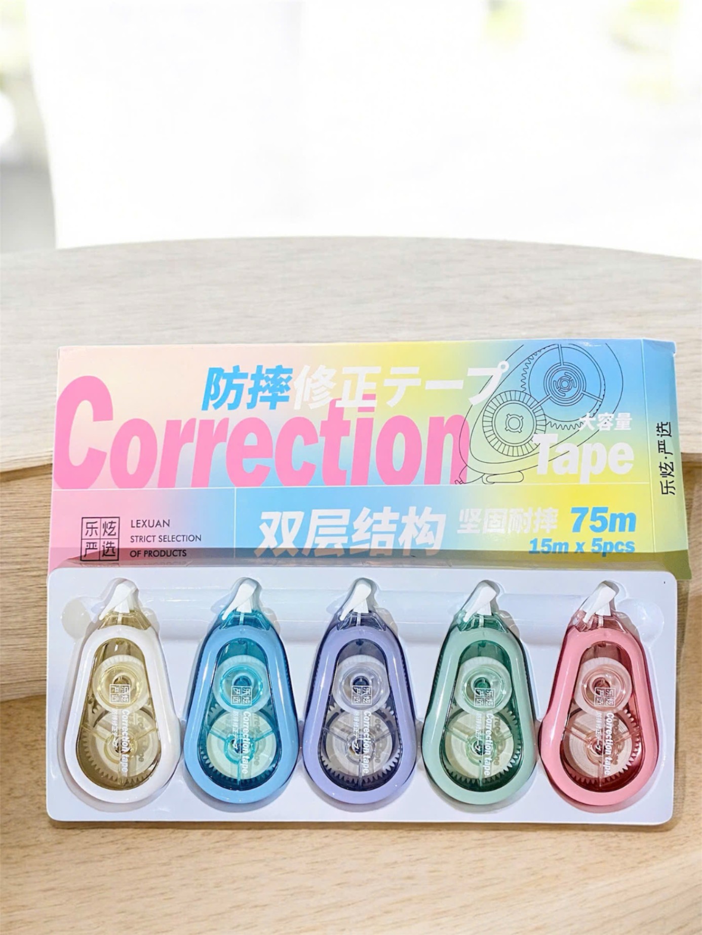 Bút xóa kéo màu pastel 4009 (Vỉ 5)