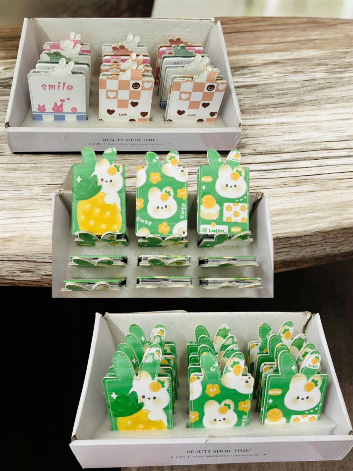 Gương 2 mặt da tròn/chữ nhật/ hình