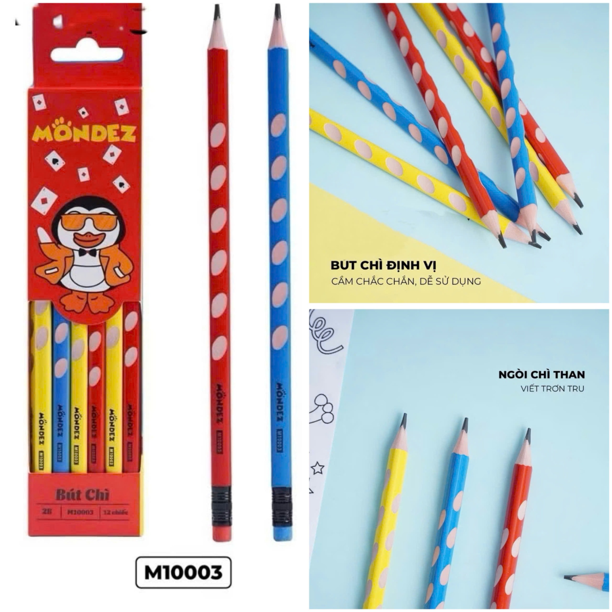 Bút chì gỗ 2B định vị M10003 (Hộp 12) (HĐ 8%)